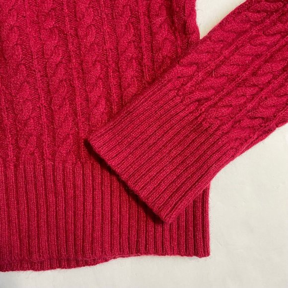 Wool Cashmere Cable Knit Sweater EUC M Women Angora Burgundy Viscose Red - Picture 9 of 16